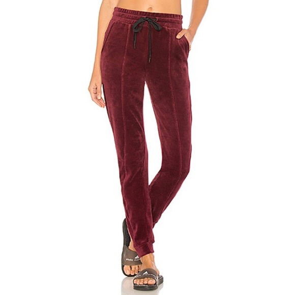 Year of Ours Pants - Year of Ours Revolve Velour Jogger in Burgundy